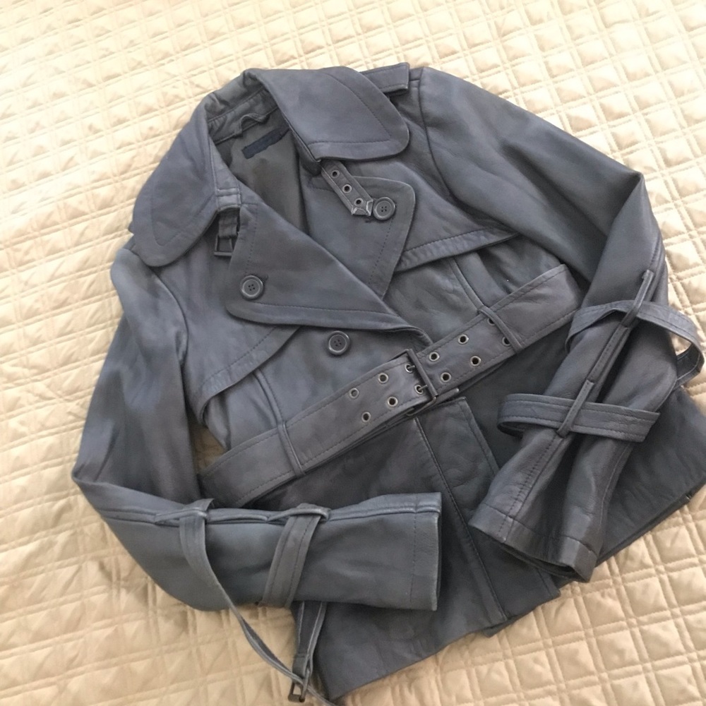 All saints leather jacket two ways khaki